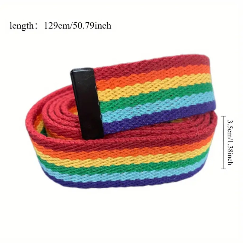 Multicolor Rainbow Pride Preppy Woven Belt